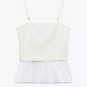 ZARA NEW With Tags White Mixed Poplin Top Camisole